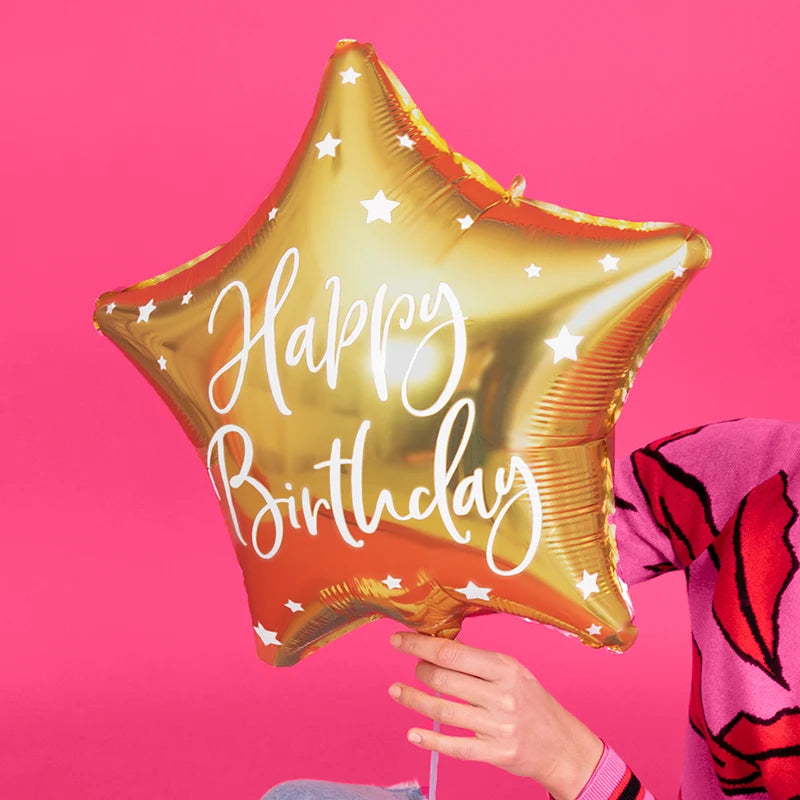 Globo Foil Estrella "Happy Birthday" Oro