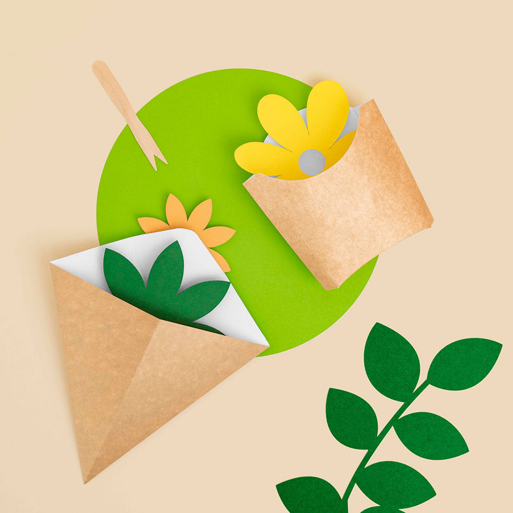 Caja Cartón Kraft para Snacks. Patatas y Mesas Dulces 13.5 x 9 x 17 cm