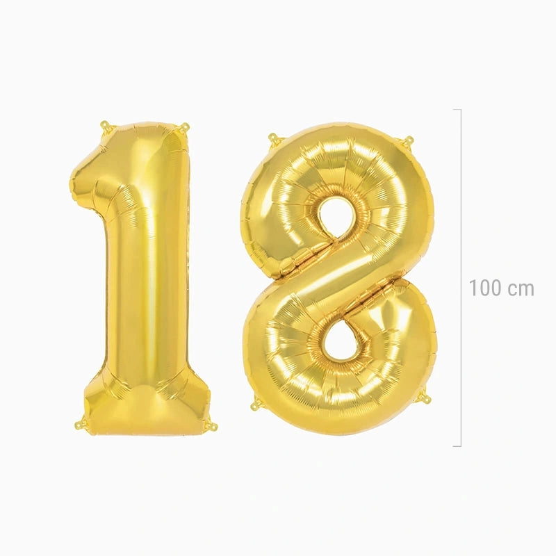 Globo Foil 18 Cumpleaños 100 cm Oro