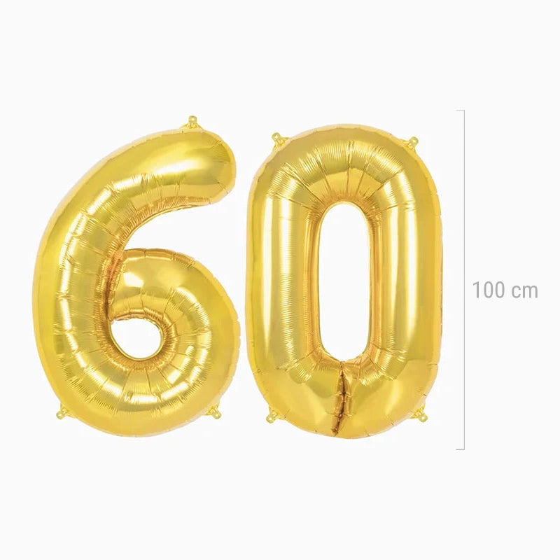 Globo 60 Cumpleaños Foil 100 cm Oro
