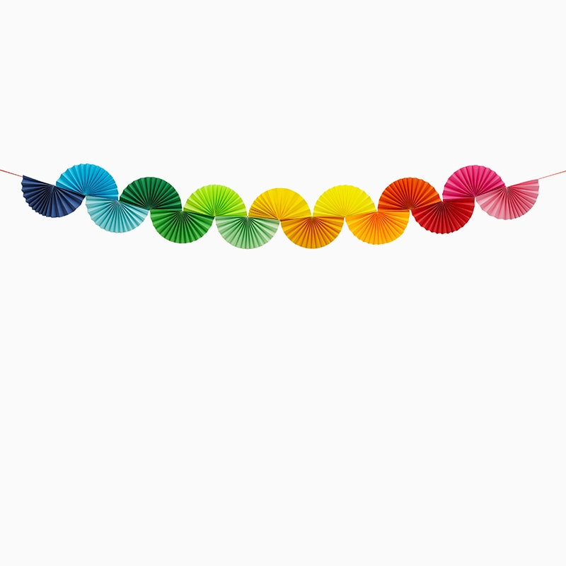 Guirnalda Papel con Abanicos Arcoíris 2.5 m