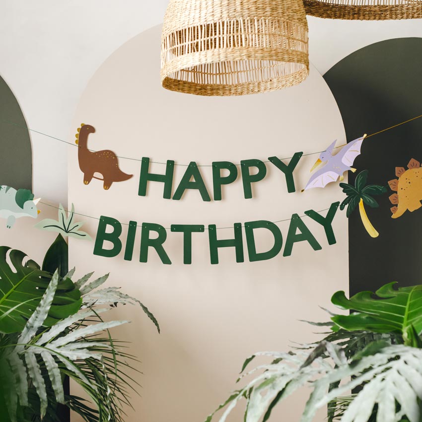Guirnalda "Happy Birthday" Dinosaurio