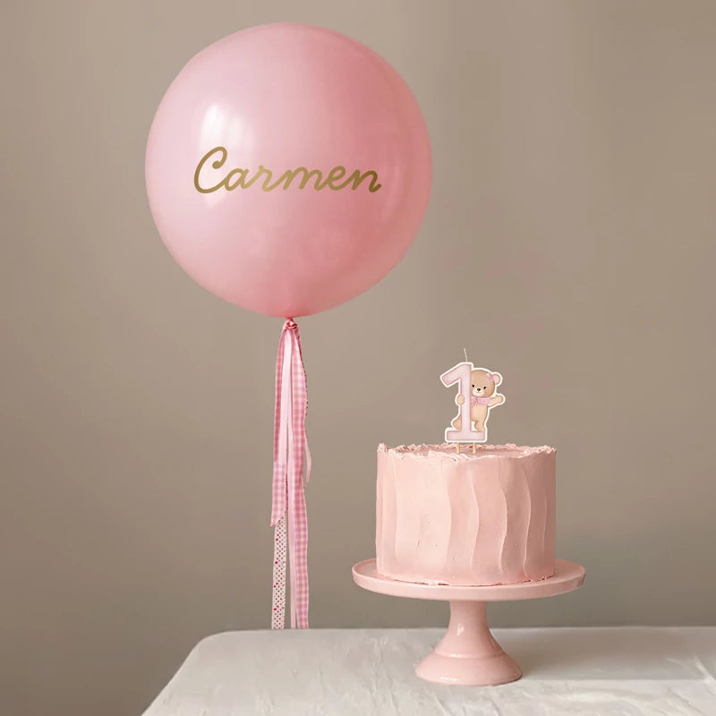 Inspiracion con Vela Número 1 Baby Osito Rosa
