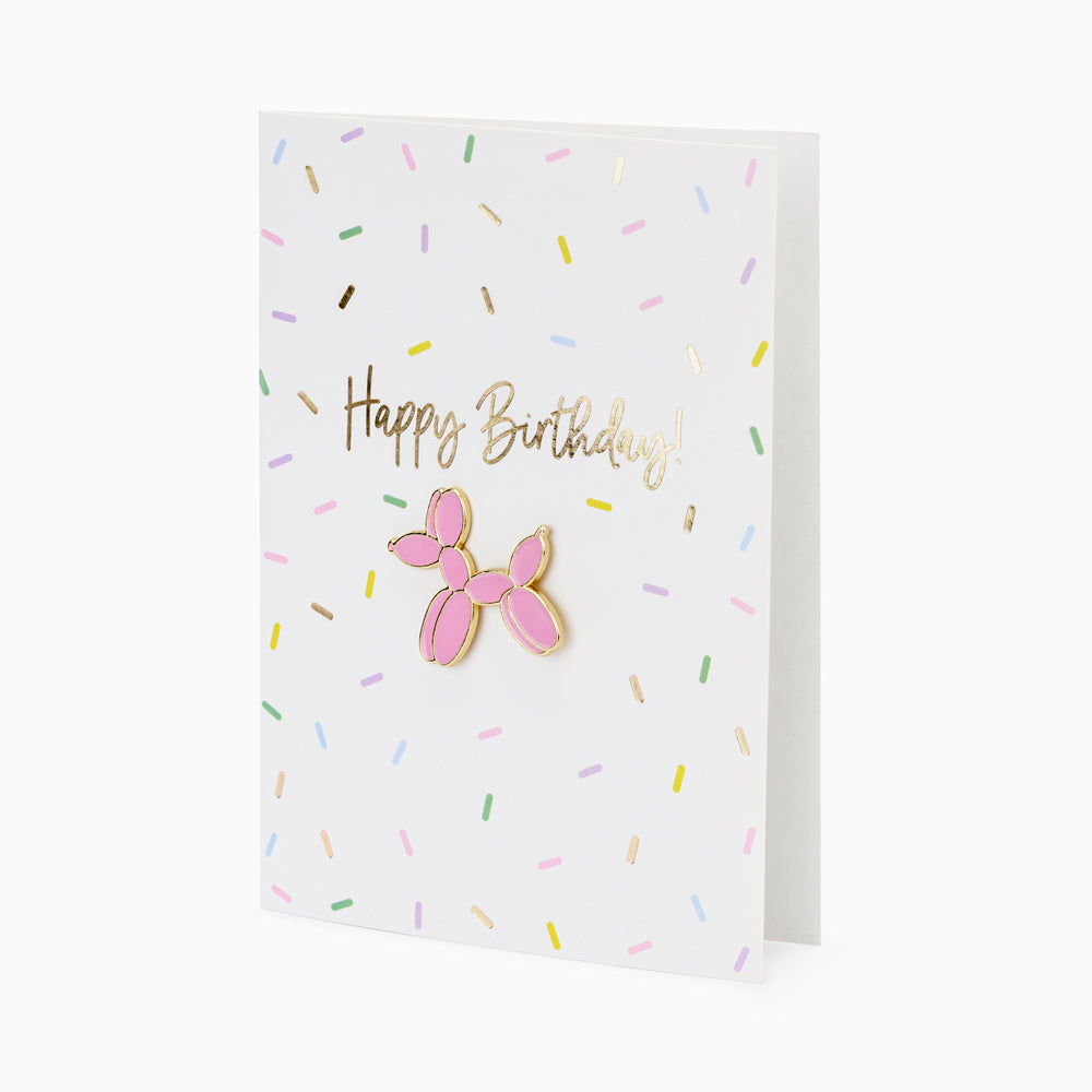 Card with puppy pin "Happy Birthday"