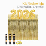 Kit Deco Photocall Nochevieja 2026 Oro 10 piezas