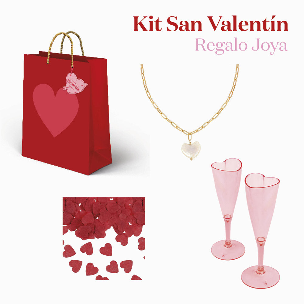 Kit de joias Valentín Saco de coração