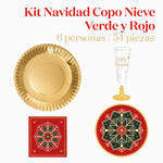 Basic Table Kit 6 People Green and Red Snowflake 54 pieces