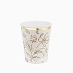 Vaso Cartón 220 cc Estampado Flores Beige