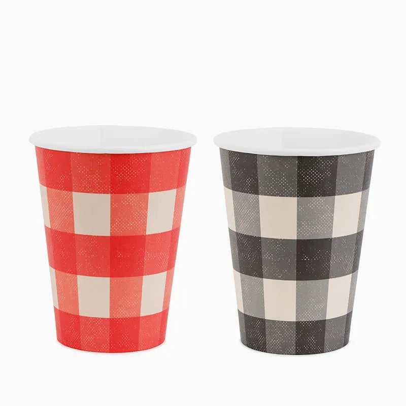 Vaso Cartón 400 cc Vichy Rojo y Negro