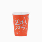 Vaso Cartón 250 cc 'Let's party!' Naranja