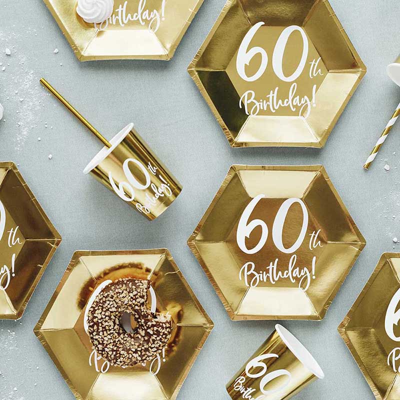 Gold cardboard glass "60th Birthday"