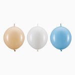 Set Globos Látex con Conector Ø33cm Nude, Blanco y Azul Pastel