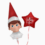 Naughty Elf Head Foil Balloon Set with Red Star 'I'm Here!' -The Elf on the Shelf