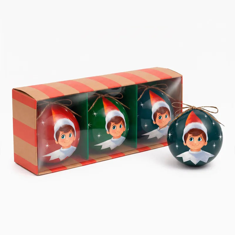 Inspiracion con Set of 3 Christmas Balls 8 cm The Elf on the Shelf