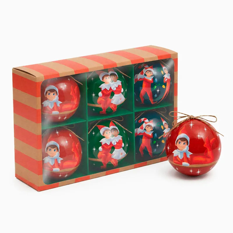 Inspiracion con Set of 6 Christmas Balls 8 cm The Elf on the Shelf