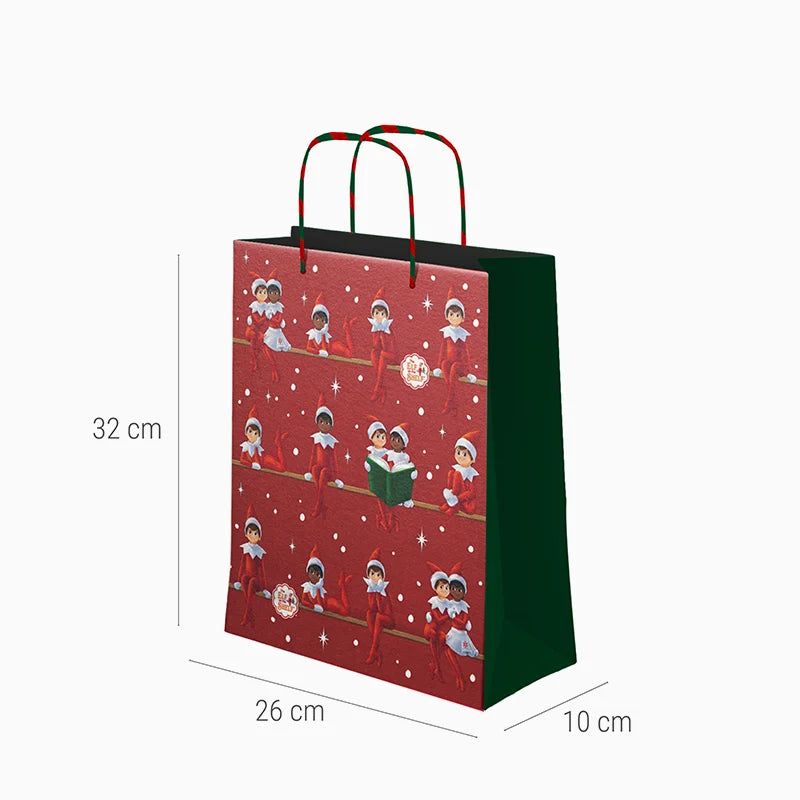 Bolsa Regalo Mediana Elfo Travieso y Estrella Roja Personalizado Vinilo Blanco