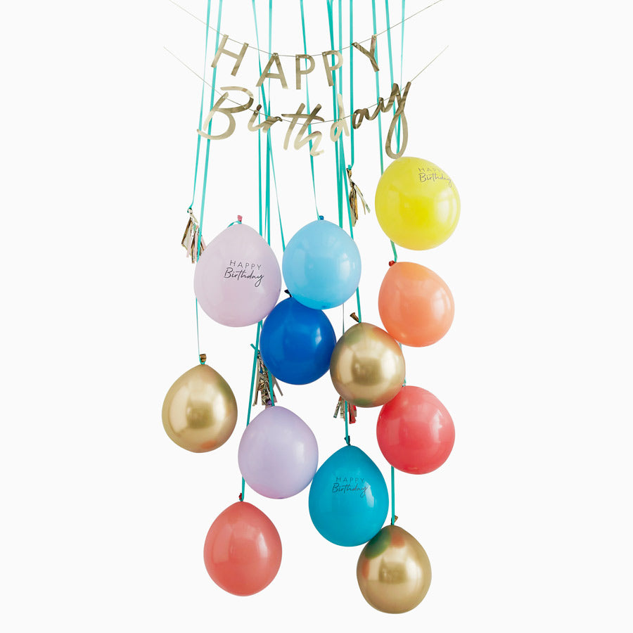 Kit Tassel + Globos "Happy Birthday" Multicolor