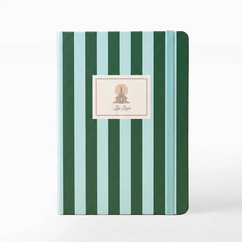 Libreta con Goma 13 x 1.5 x 19 cm Rayas Verdes