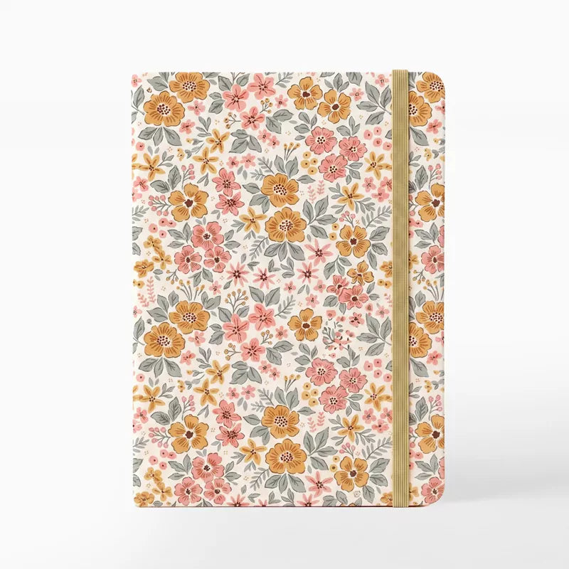 Libreta con Goma 13 x 1.5 x 19 cm Floral Liberty Amarillo