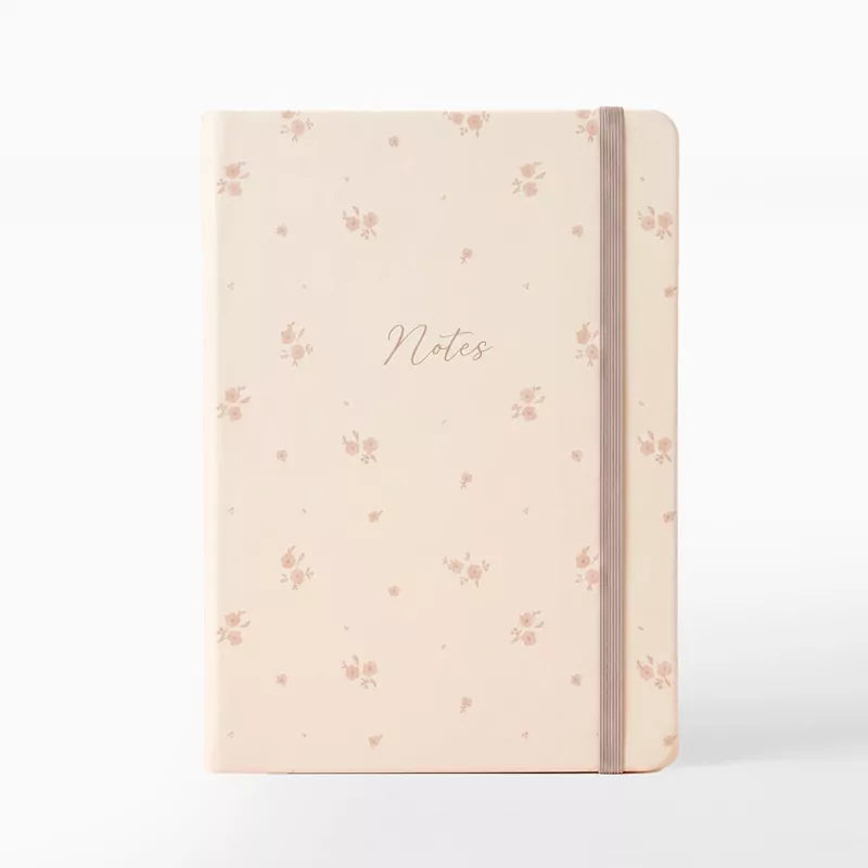 Libreta con Goma 10.5 x 1.5 x 14.5 cm Crema con Flores