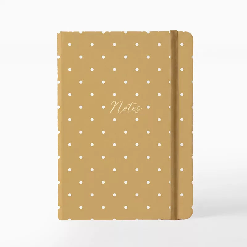 Libreta con Goma 10.5 x 1.5 x 14.5 cm Beige con Lunares