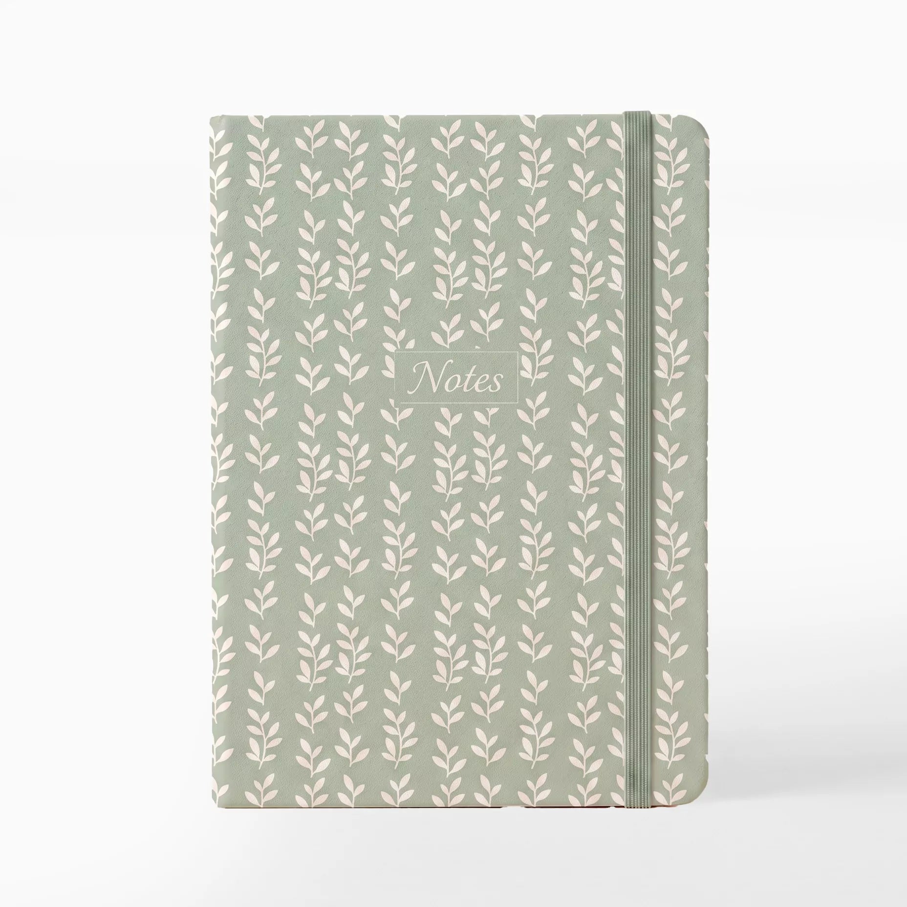 Libreta con Goma 10.5 x 1.5 x 14.5 cm Verde Menta con Hojas