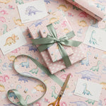Papel de Regalo 70 cm x 2 m Dino Baby Crema