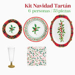 Basic Christmas Table Kit for 6 People Tartan 53 pieces