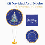 Kit Tavola Natalizia Basic Blu Notte 6 Persone 50 pezzi