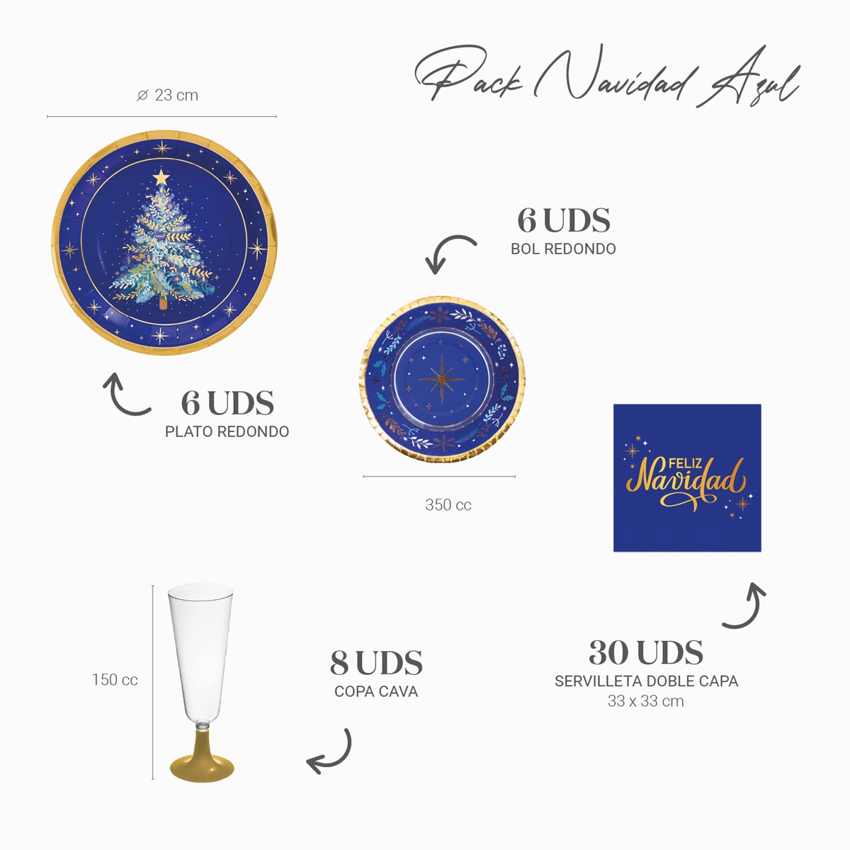 Kit de Noël de base Blue Night 6 Personnes