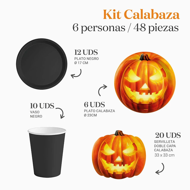 Inspiracion con Basis-Kürbis-Tischset für 6 Personen, 48-teilig