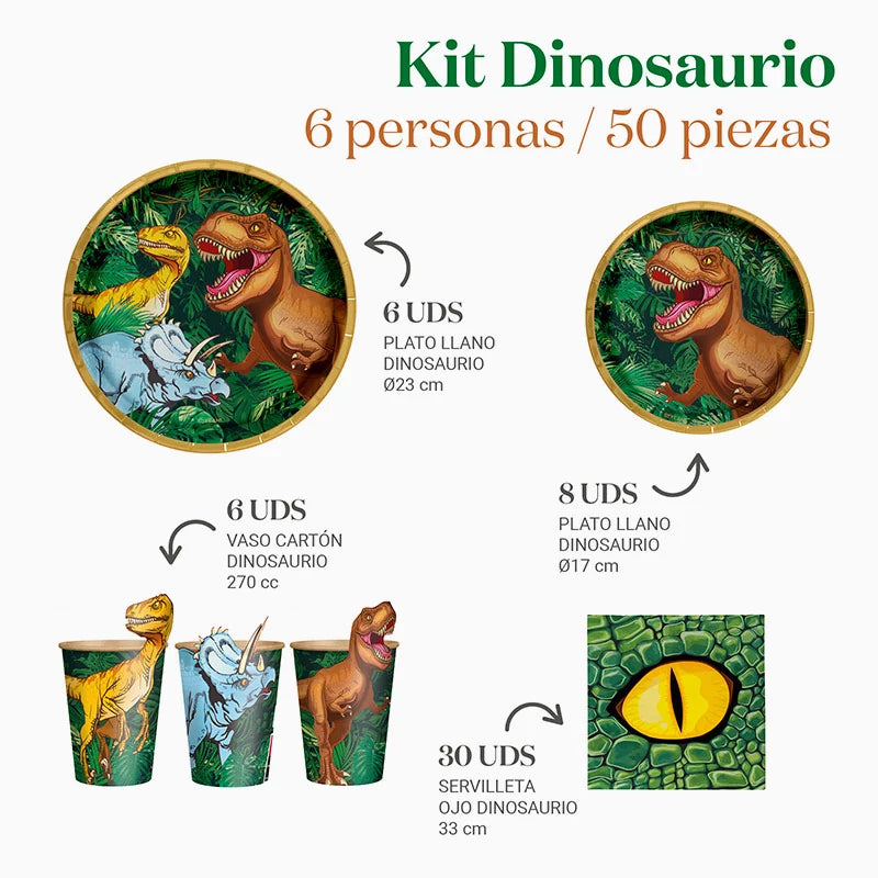 Inspiracion con Kit Mesa Basic 6 Personas Dinosaurio 44 piezas