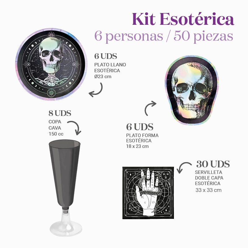 Kit Mesa Basic Esotérico 6 Personas 50 piezas