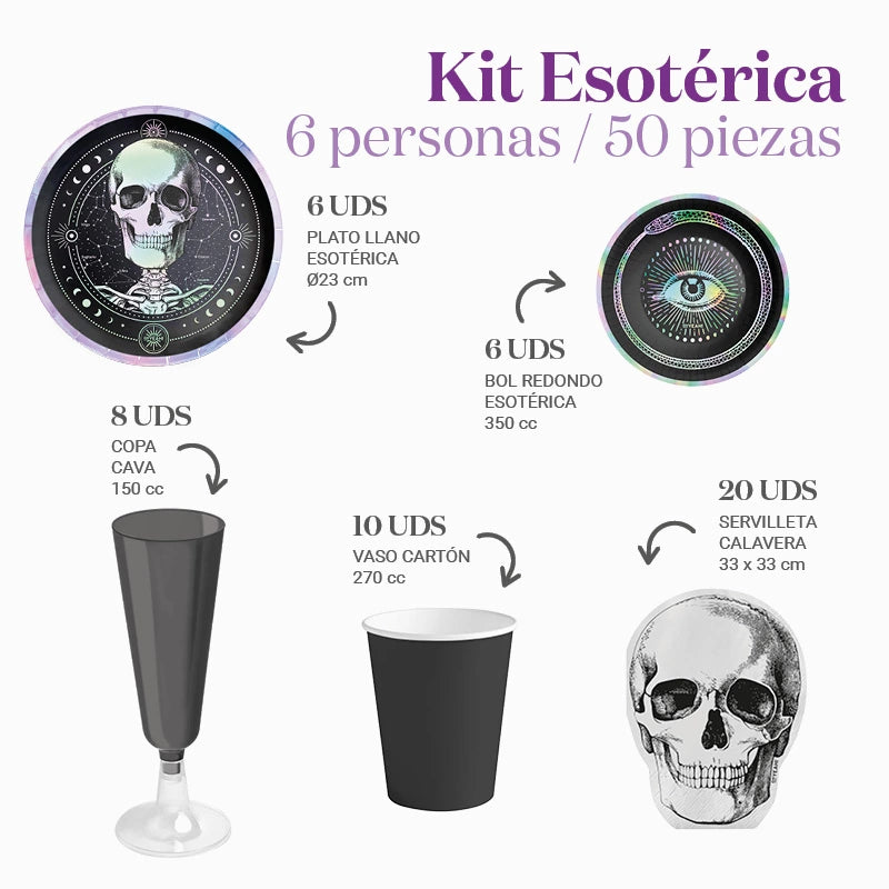 Kit Mesa Basic Esotérico 6 Personas 50 piezas