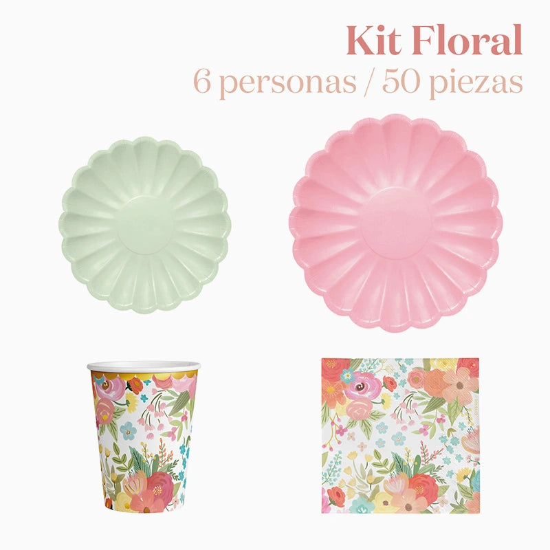 Basic Table Kit 6 People Floral 50 pieces