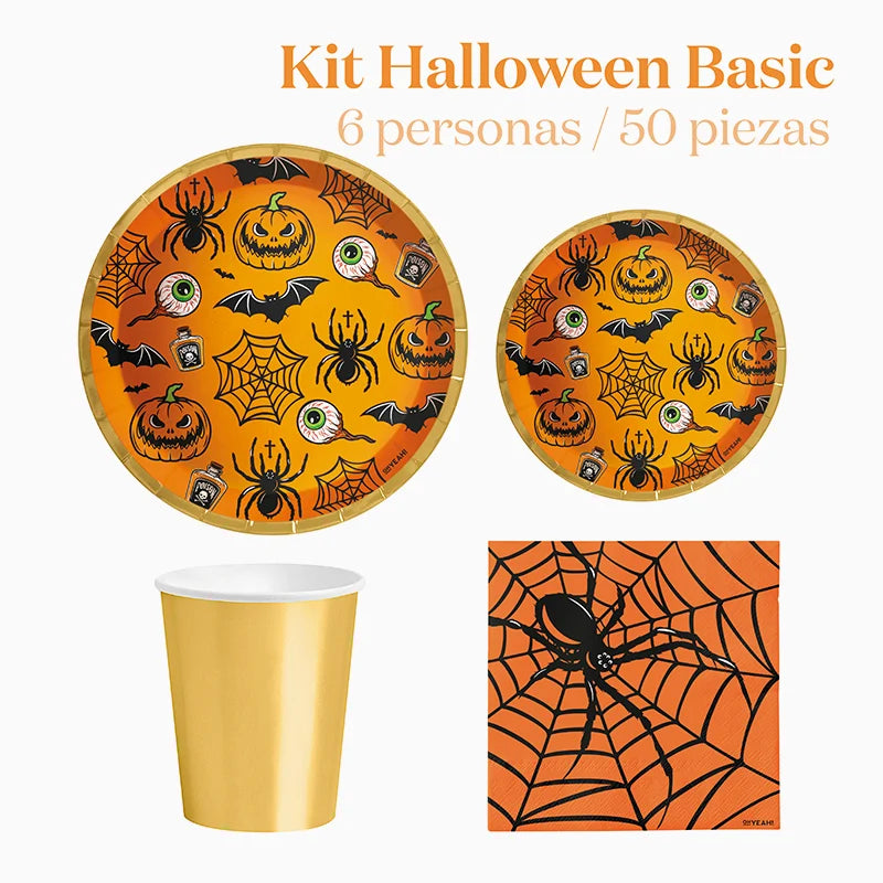 Kit Mesa Basic Halloween 6 Personas 50 piezas