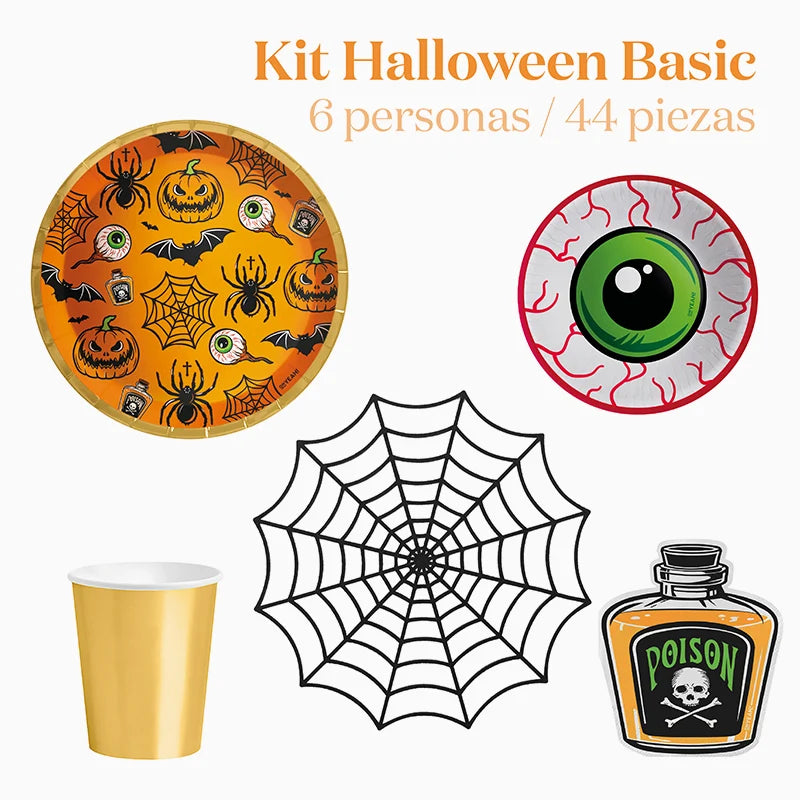 Kit Mesa Basic Halloween 6 Personas 44 piezas