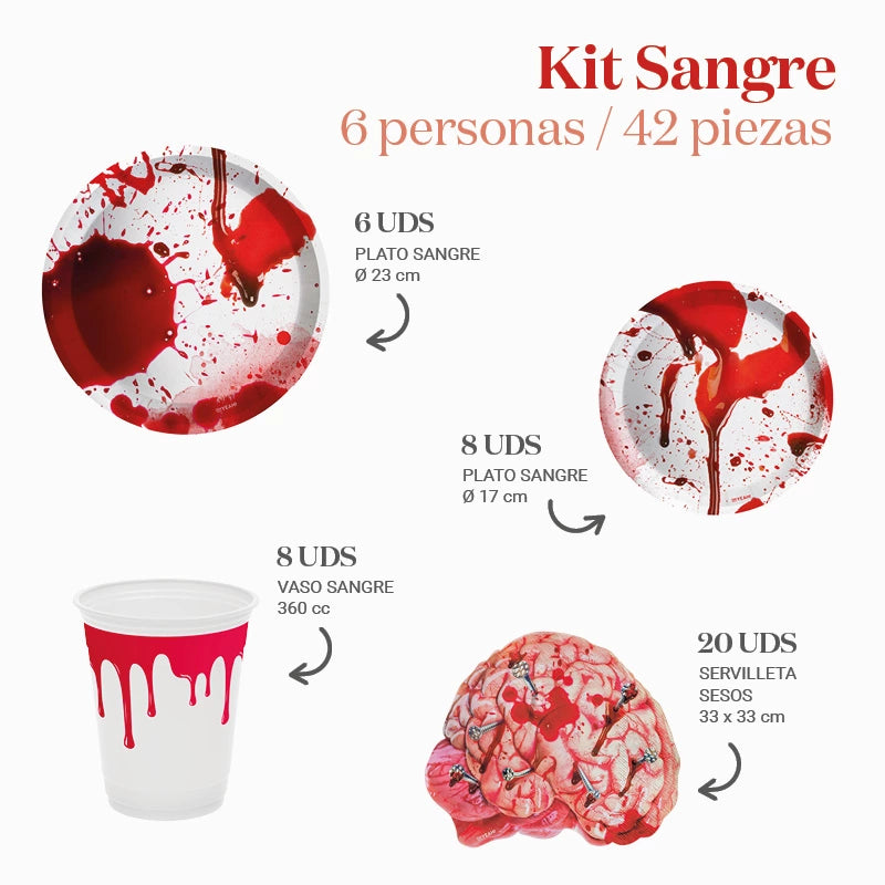 Kit básico de mesa de sangue 6 pessoas