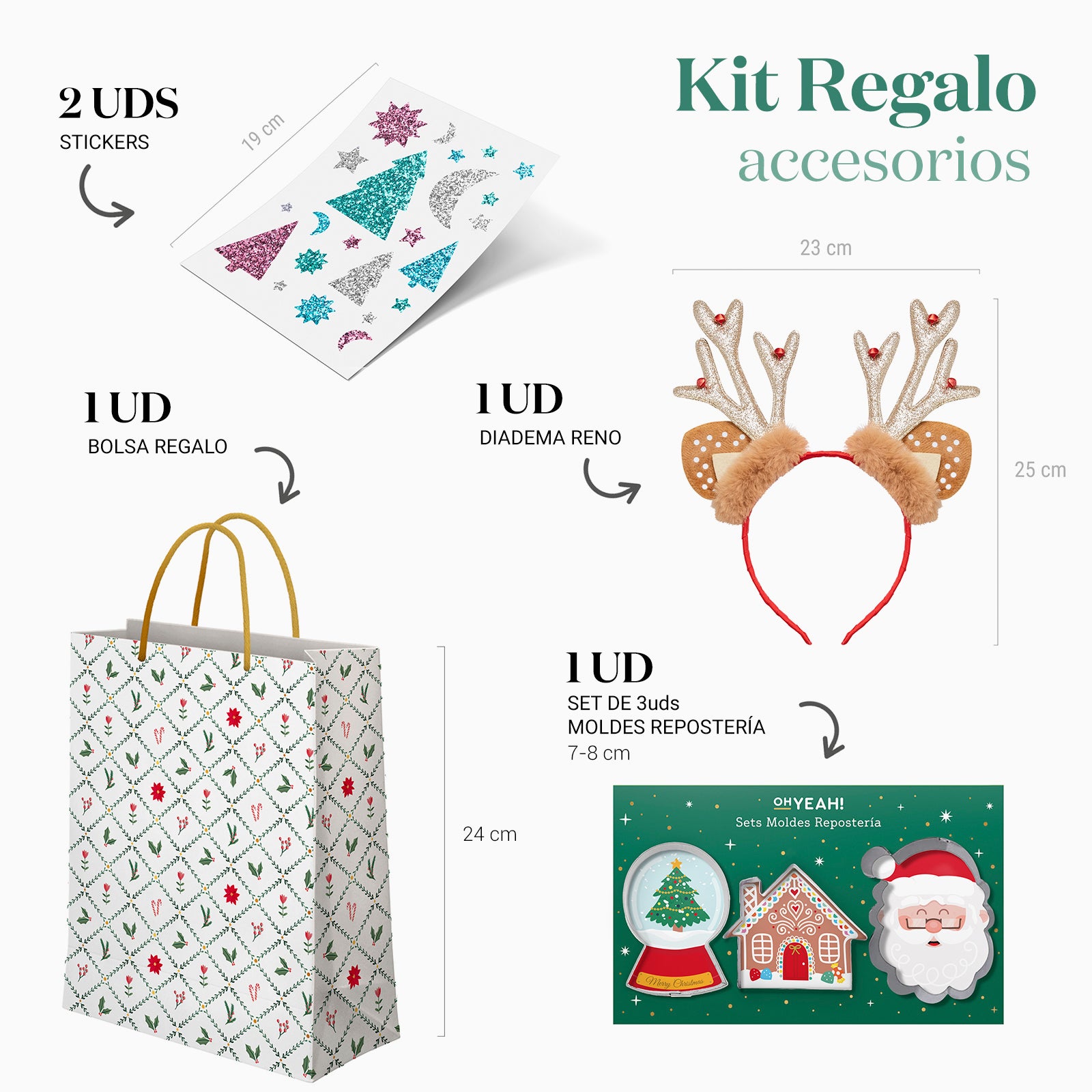 Kit Regalo Bolsa Navidad Acebo Blanco