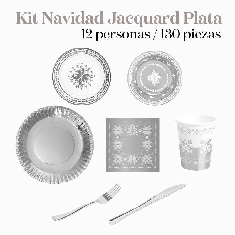 Christmas Build Kit Embroidered Silver 12 people