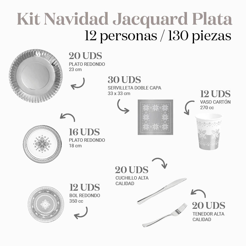 Kit de construction de Noël brodé en argent 12 personnes