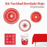 Kit di costruzione natalizio ricamo rosso 12 persone