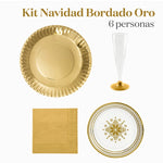 Kit natalizio di base oro ricamato 6 persone