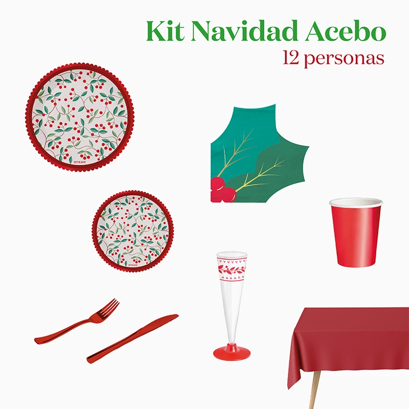 Natural Christmas Premium table kit 12 people
