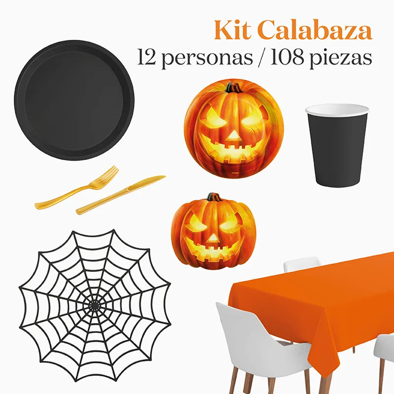 Kit Mesa Premium Calabaza 12 personas 108 piezas