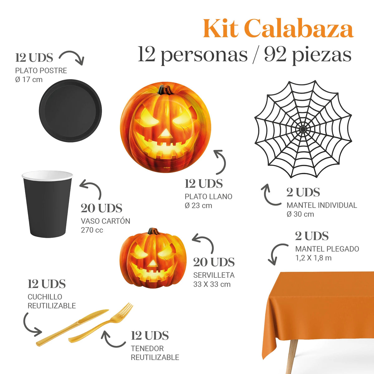 Inspiracion con Pumpkin Premium Tischset 12 Personen 108 Teile