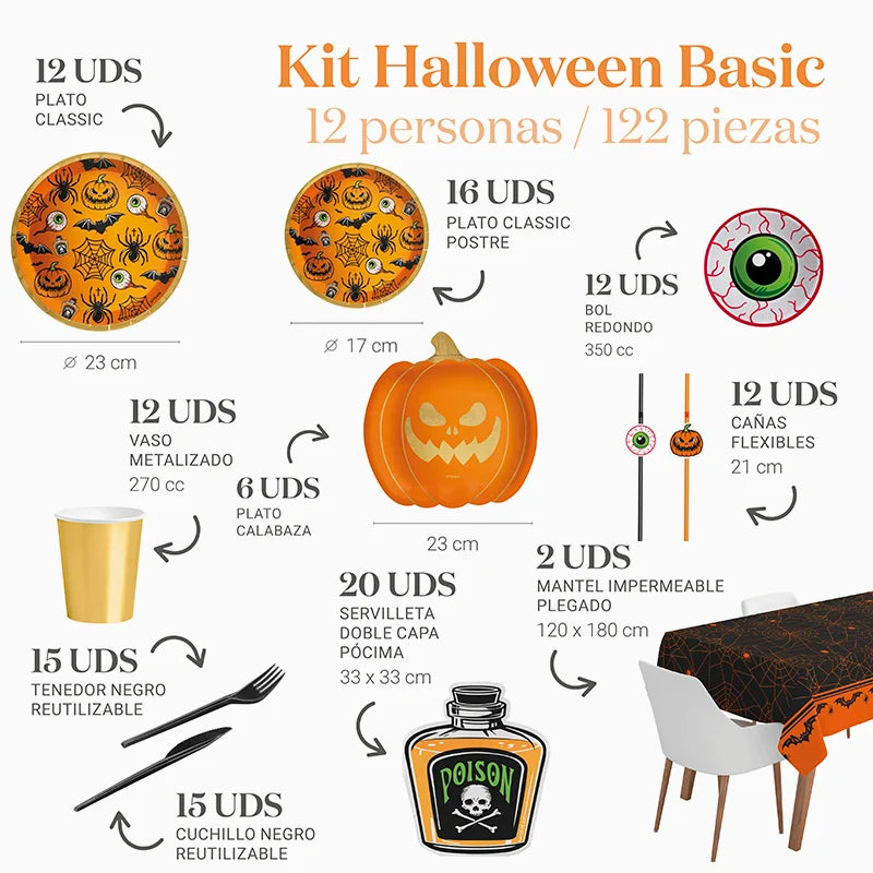 Premium Halloween table kit 12 people