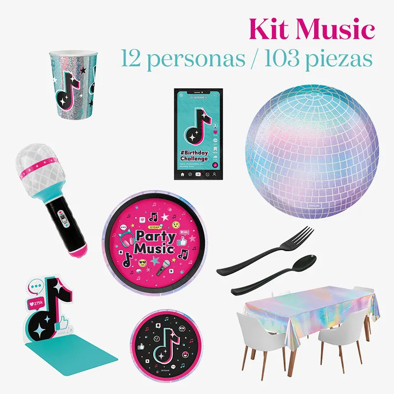 Kit Tavolo Premium 12 Persone Musica 109 pezzi