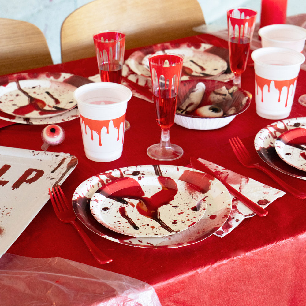 Set Vaisselle Halloween 80 Pièces - Assiettes, Gobelets, Serviettes, Pailles Pour 16 Personnes, Décoration De Table