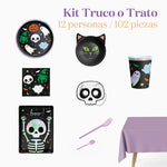 Kit Mesa Premium Truco o Trato 12 Personas 102 piezas